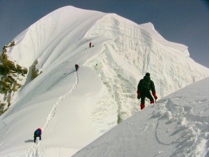 På vej mod toppen af Baruntse i Nepal i over 7000 meters højde